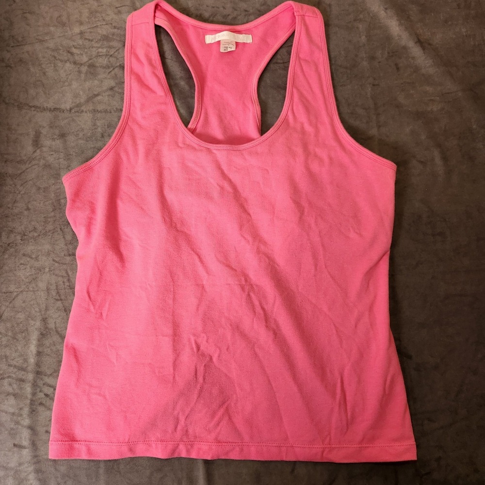 Victoria Secret Vintage Y2K Tank Top L  Pink Racerback Built In Bra Barbiecore